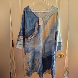 XL Dress Multicolor Blue Silk Dress